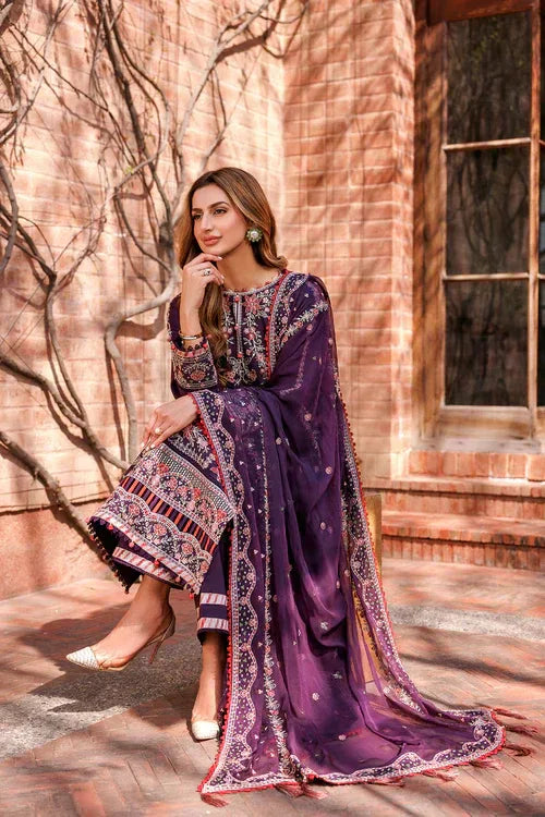 Farasha | Kaavish Lawn 24 | SHADOW BERRY - Aqsa Fabrics