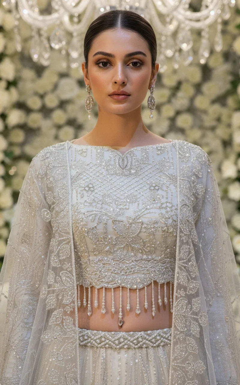 Embroidered Blouse with Lehenga and Dupatta