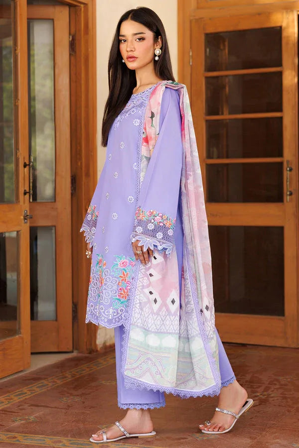 Farasha | Summer Weaves Embroidered Lawn | Lavender Dew - Aqsa Fabrics