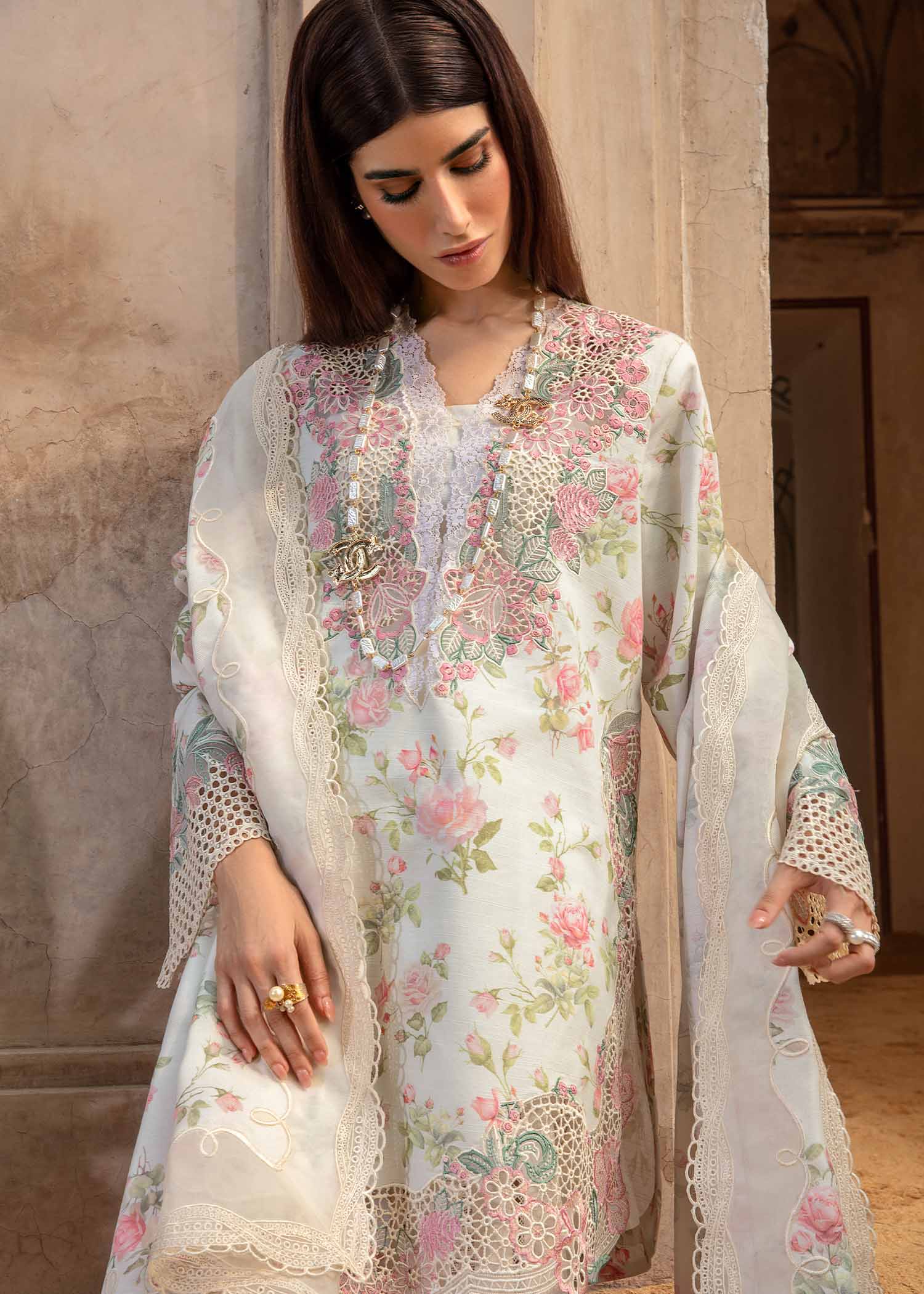 Crimson | Amal Winter 23 | A Flower Named Peace - CRWP - Aqsa Fabrics