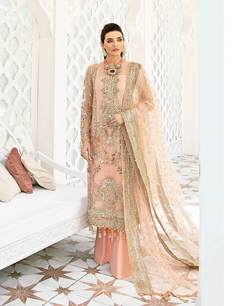 Gulaal | Wedding Formals | VOIR EMBROIDERED NET 3-PIECE SUIT WS-07 - FLEUR DE ROSE WEDDING FORMALS - Aqsa Fabrics