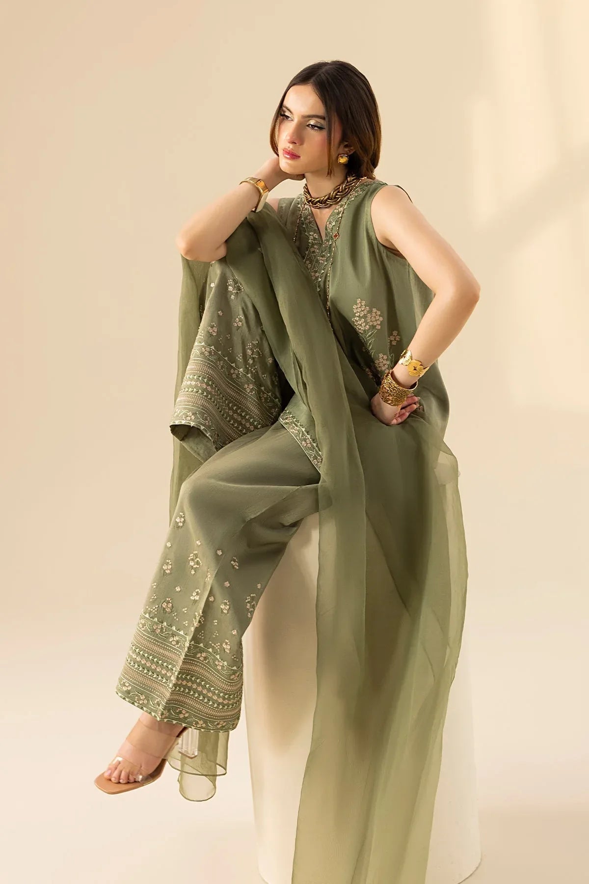 Erum Khan | Lillia Summer Edit | Olive Bloom - Aqsa Fabrics