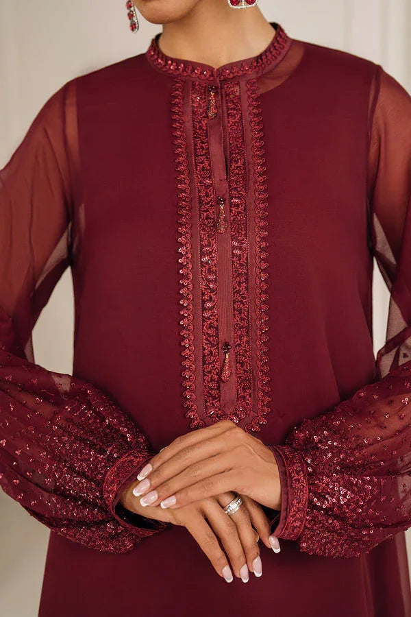 Baroque | Luxury Pret 25 | EMBROIDERED CHIFFON PR-1136 - Aqsa Fabrics