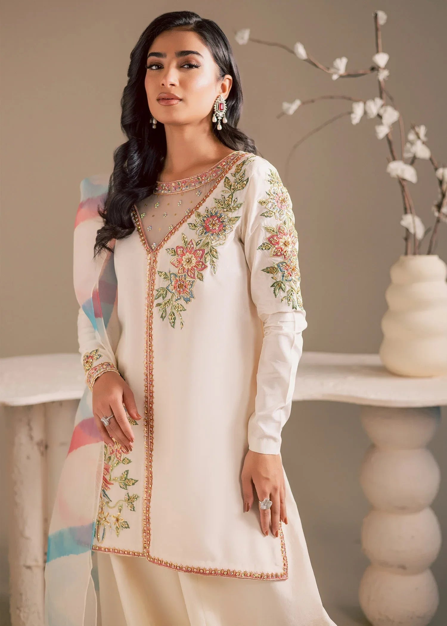 Maria Osama Khan | Noir Bliss Luxury Formals | Pearl Whisper - Aqsa Fabrics