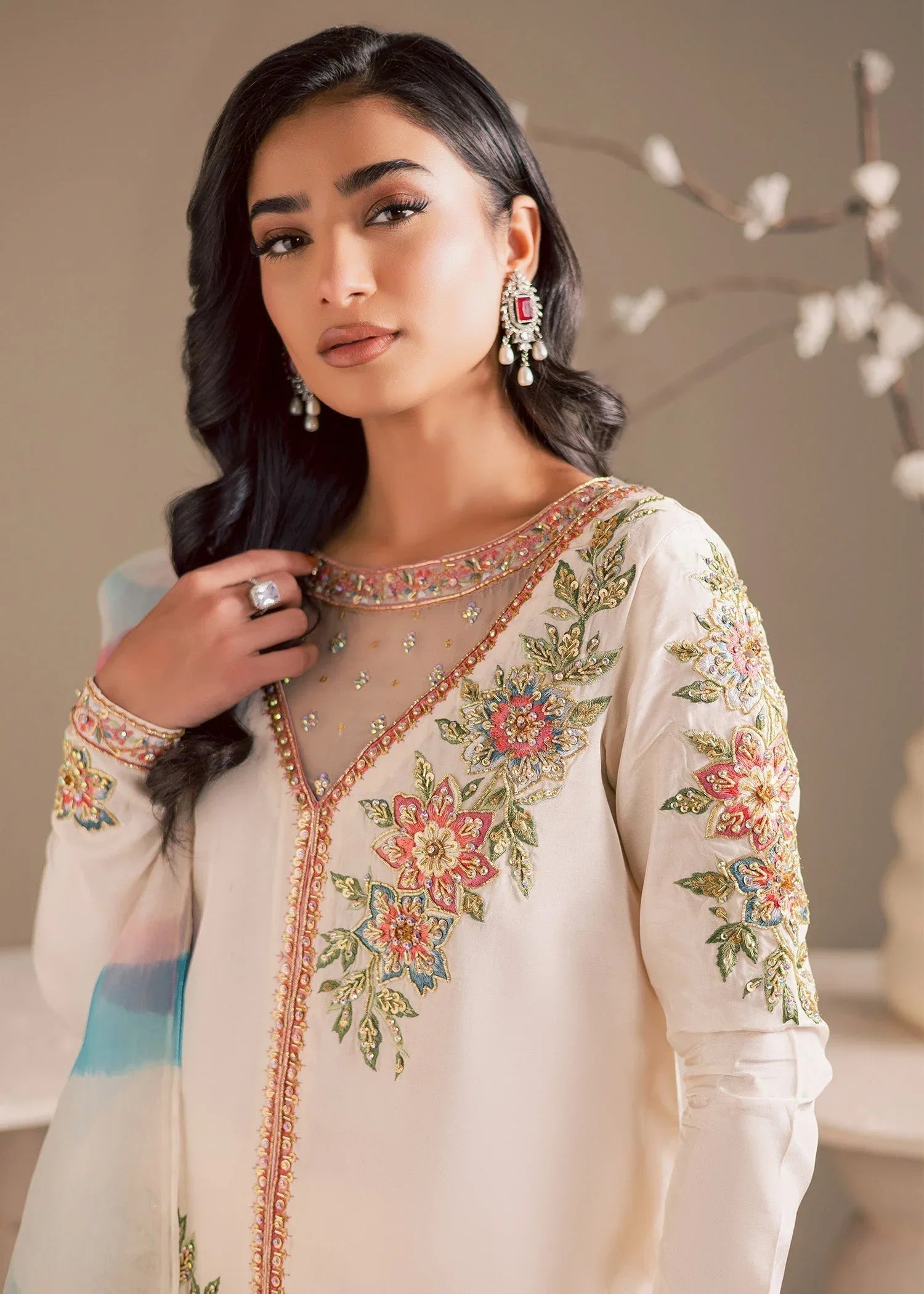 Maria Osama Khan | Noir Bliss Luxury Formals | Pearl Whisper - Aqsa Fabrics