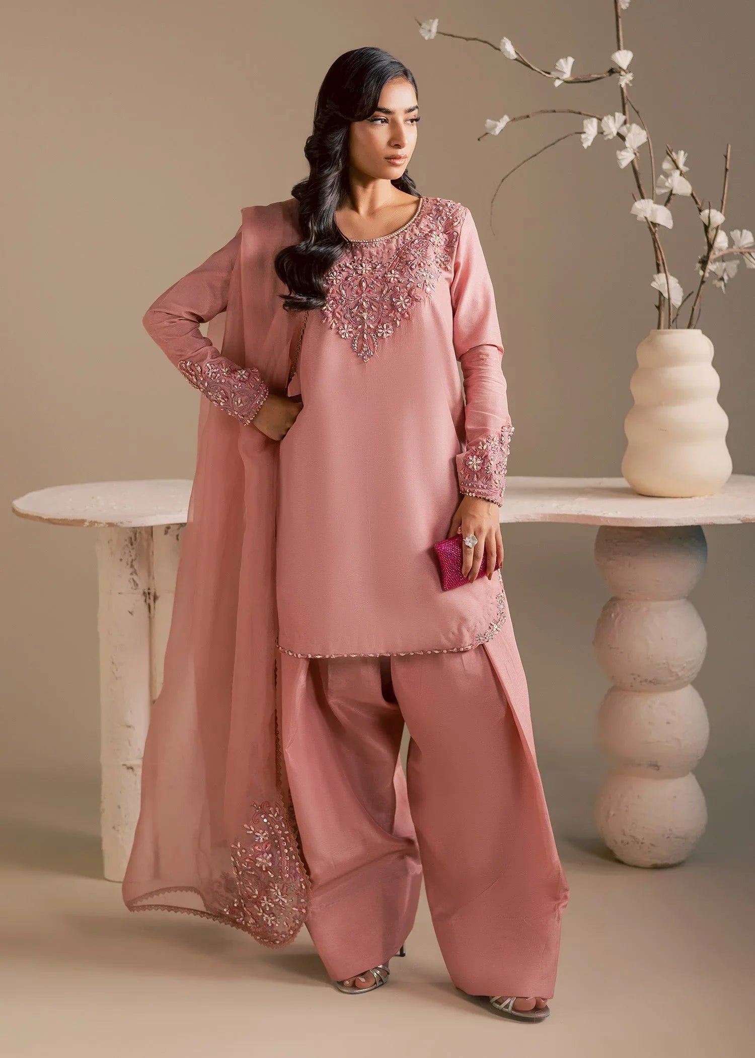 Maria Osama Khan | Noir Bliss Luxury Formals | Blush Dew - Aqsa Fabrics