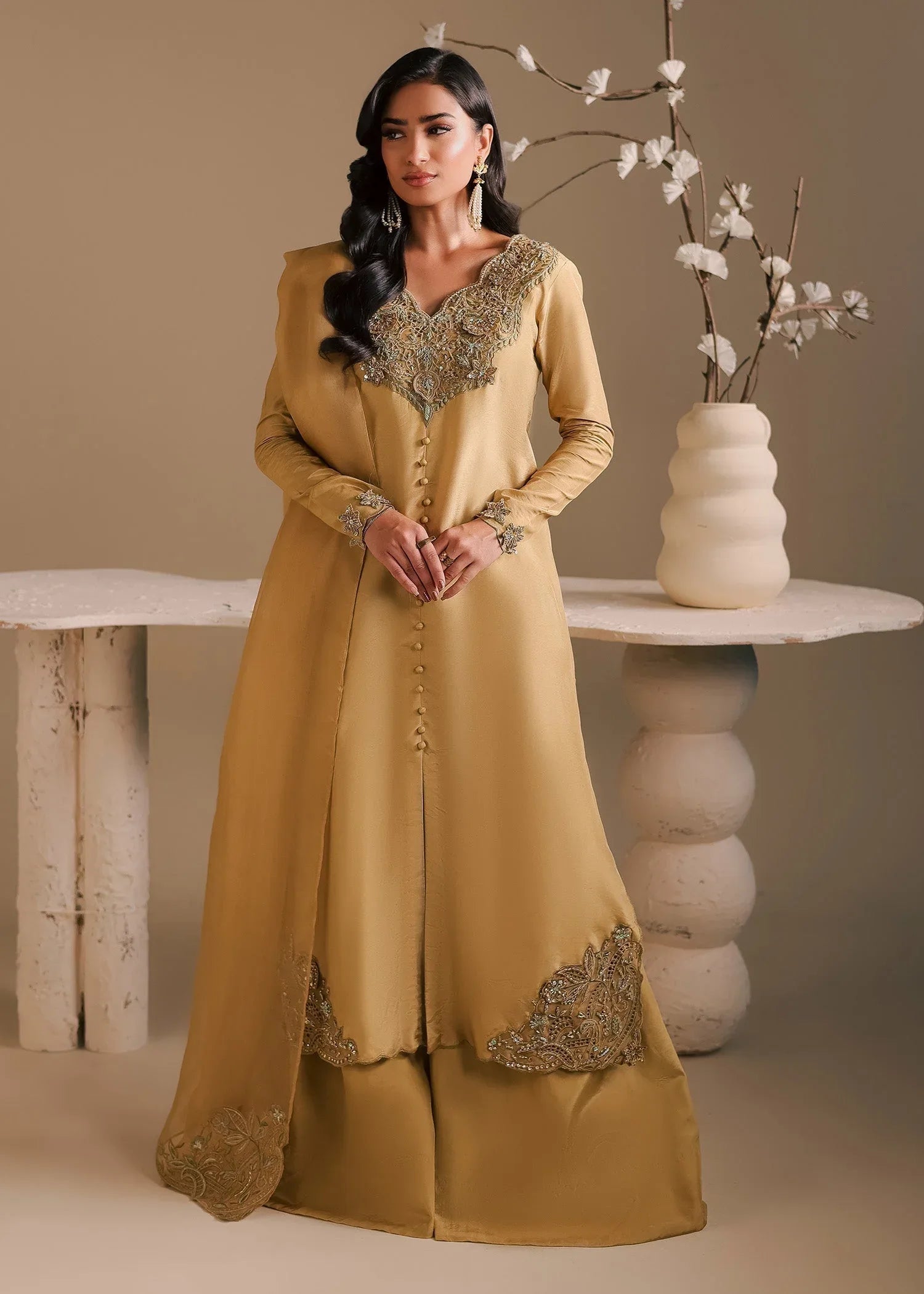 Maria Osama Khan | Noir Bliss Luxury Formals | Golden Ember - Aqsa Fabrics