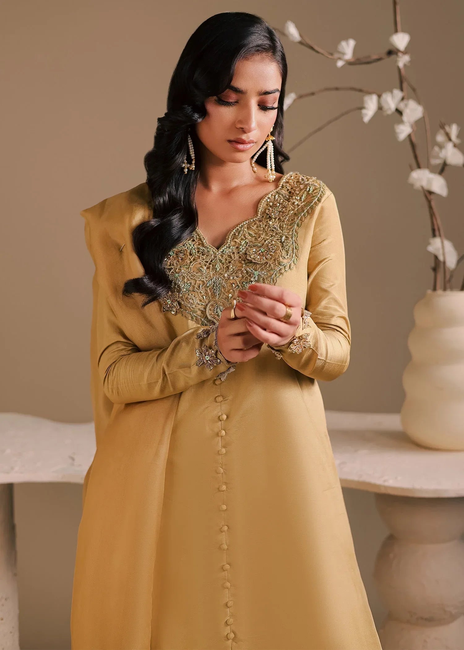 Maria Osama Khan | Noir Bliss Luxury Formals | Golden Ember - Aqsa Fabrics