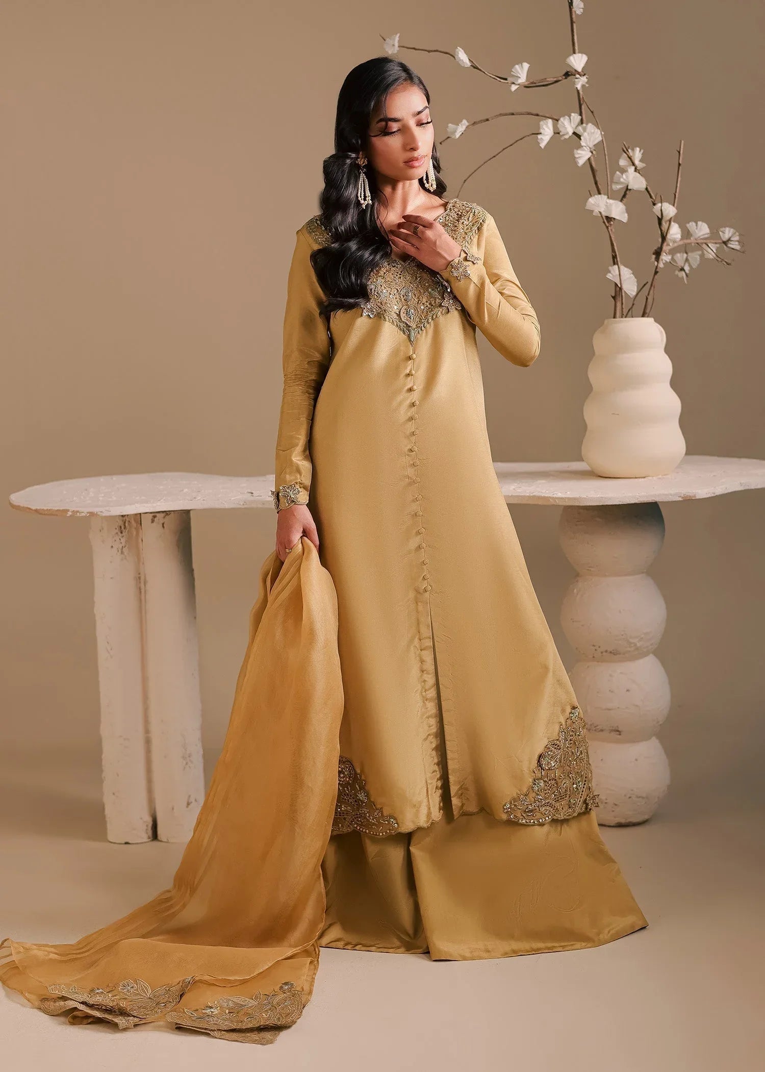 Maria Osama Khan | Noir Bliss Luxury Formals | Golden Ember - Aqsa Fabrics