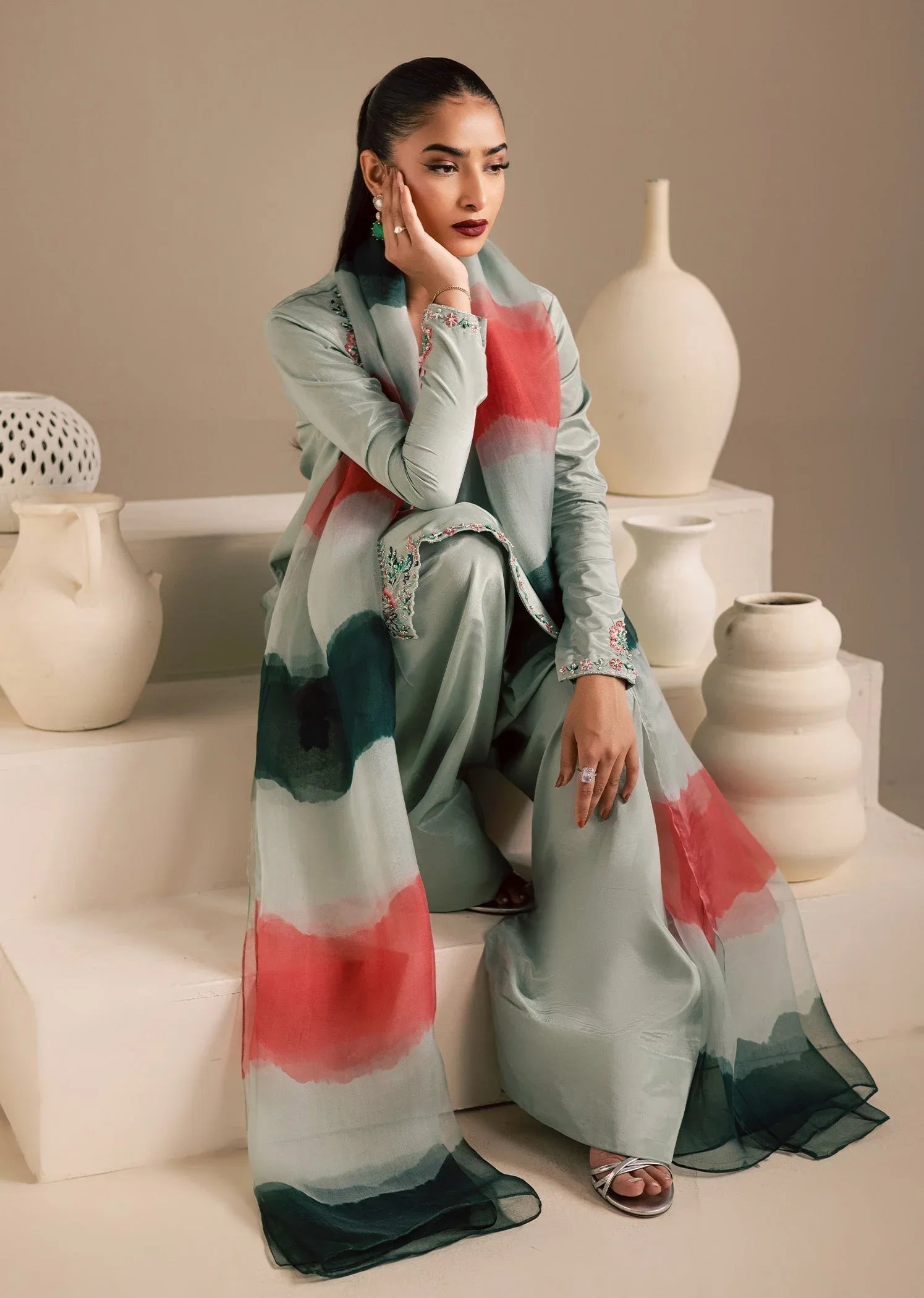Maria Osama Khan | Noir Bliss Luxury Formals | Ash Mist - Aqsa Fabrics