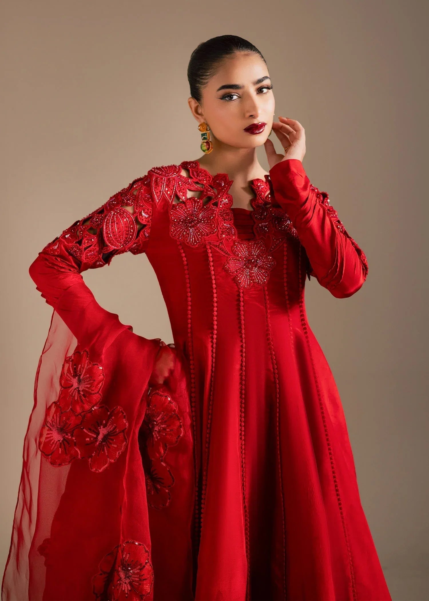 Maria Osama Khan | Noir Bliss Luxury Formals | Scarlet Mirage - Aqsa Fabrics