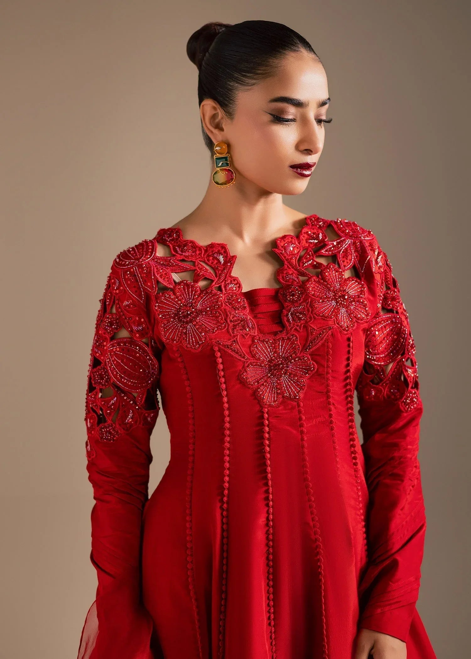 Maria Osama Khan | Noir Bliss Luxury Formals | Scarlet Mirage - Aqsa Fabrics