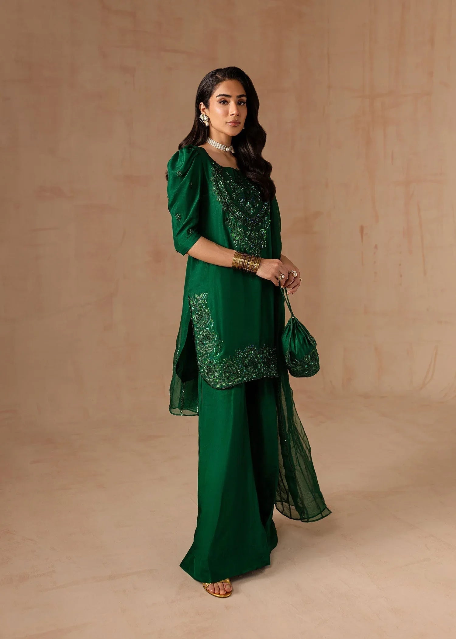 Maria Osama Khan | Noir Bliss Luxury Formals | Emerald Green - Aqsa Fabrics