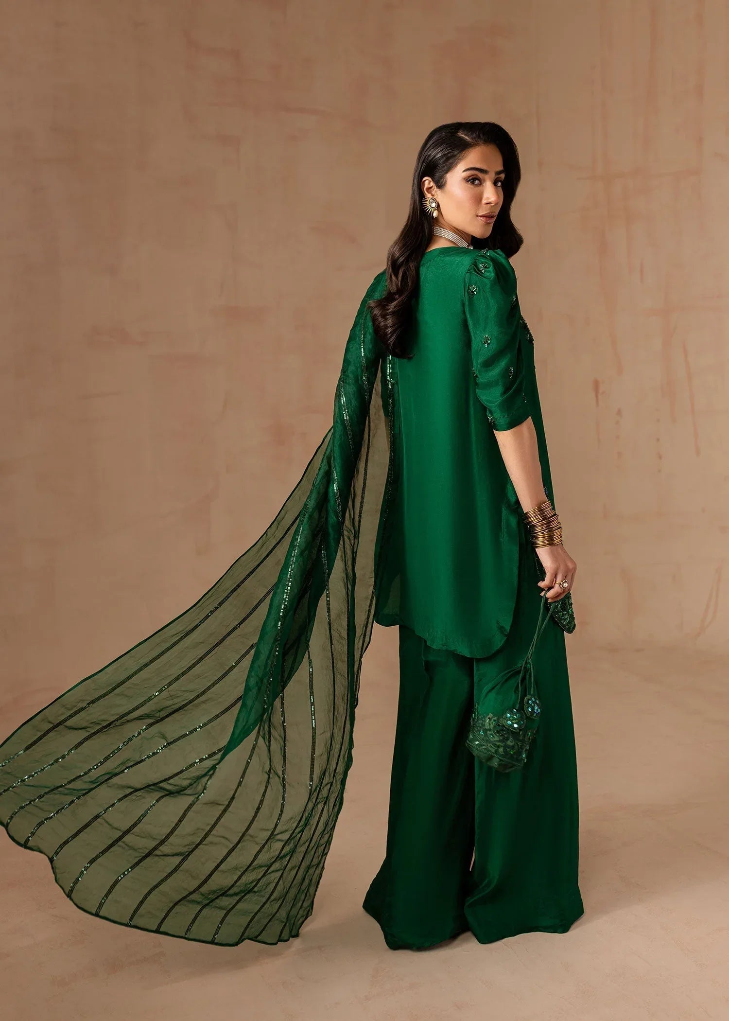 Maria Osama Khan | Noir Bliss Luxury Formals | Emerald Green - Aqsa Fabrics