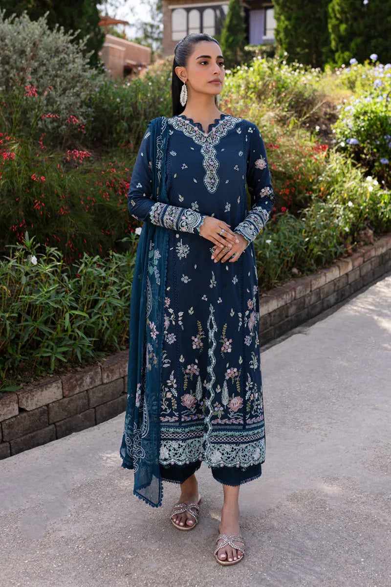Qalamkar | Q Line Lawn 25 | QM-01 Bleu - Aqsa Fabrics