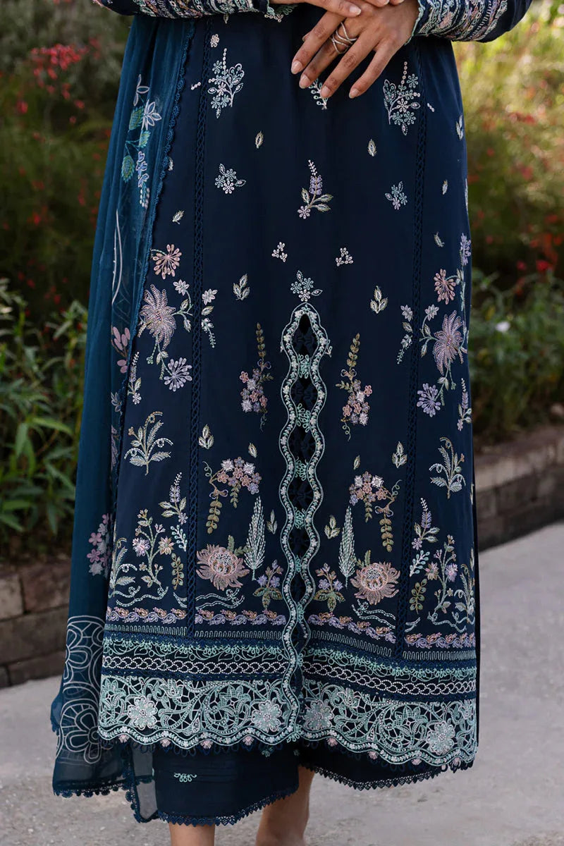 Qalamkar | Q Line Lawn 25 | QM-01 Bleu - Aqsa Fabrics