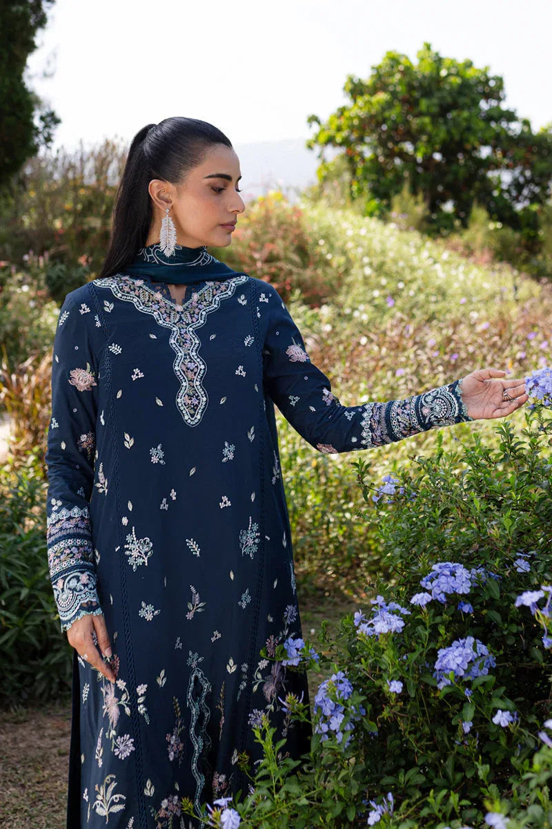 Qalamkar | Q Line Lawn 25 | QM-01 Bleu - Aqsa Fabrics