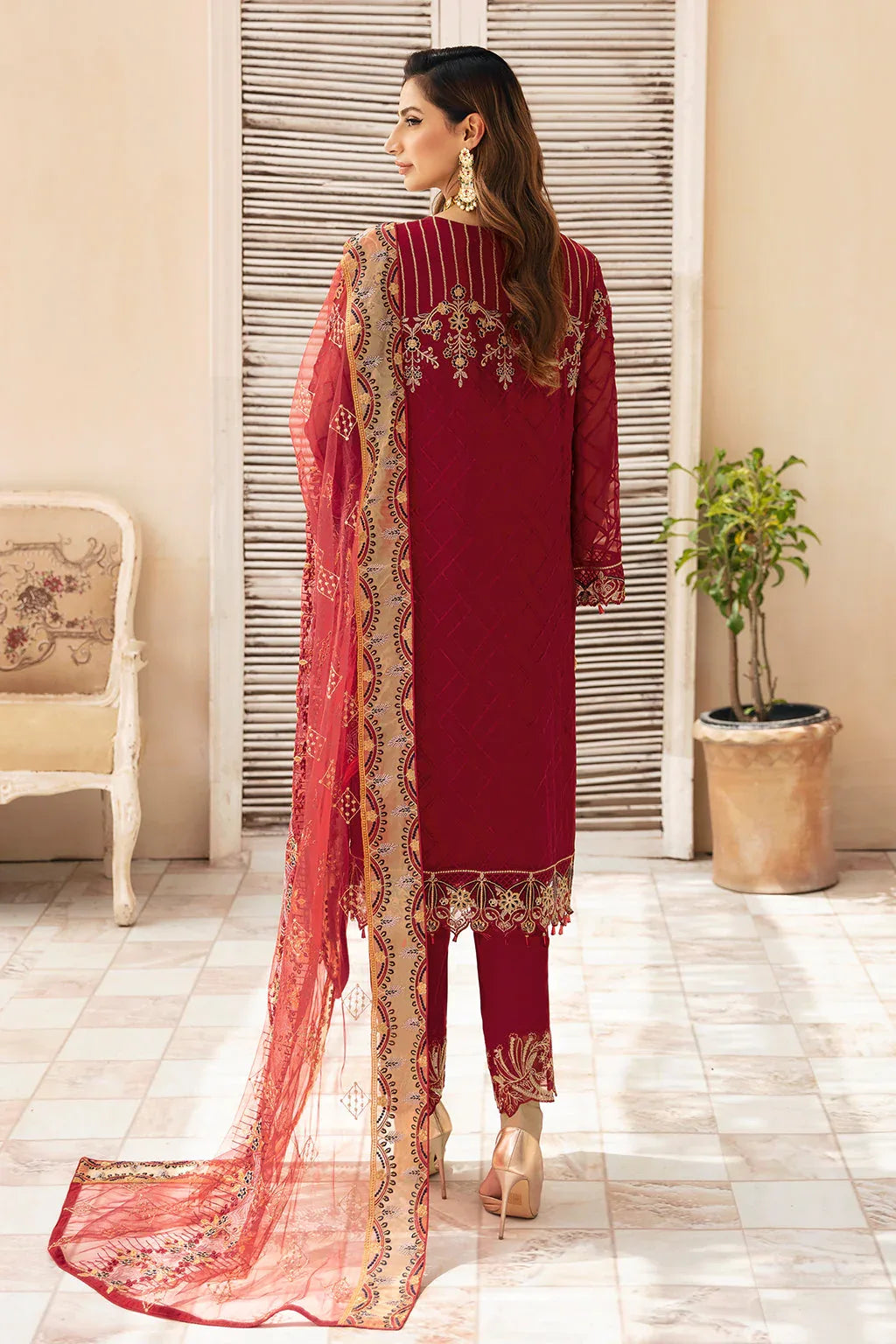 Ramsha | Chevron Chiffon Collection | A-907 - Aqsa Fabrics