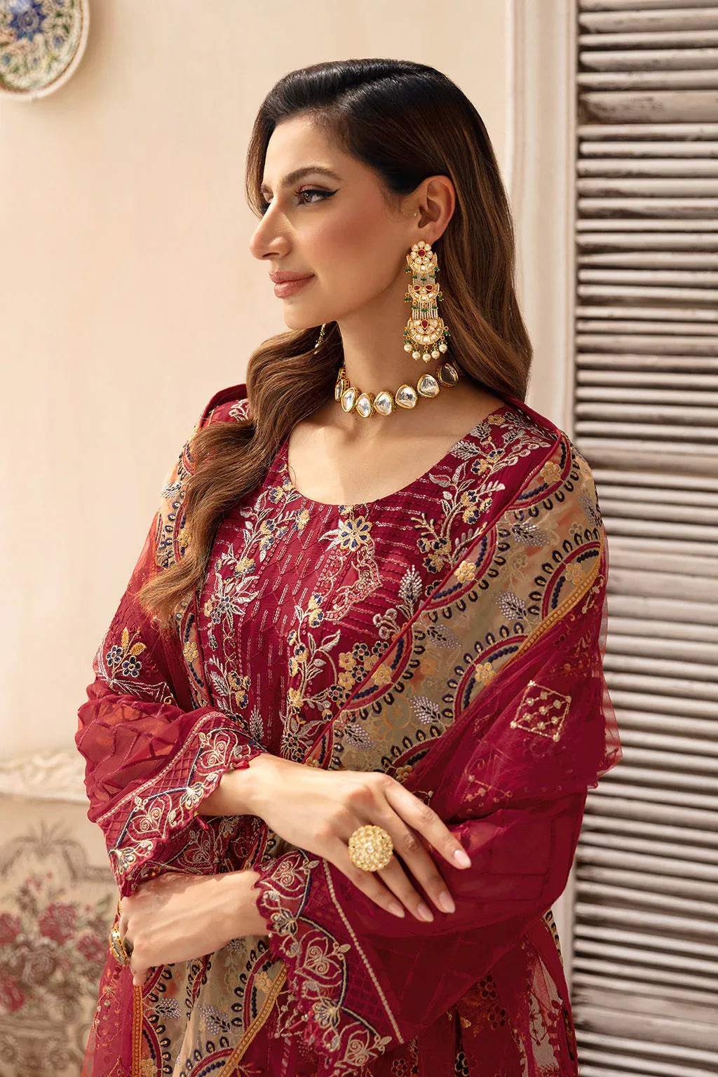 Ramsha | Chevron Chiffon Collection | A-907 - Aqsa Fabrics