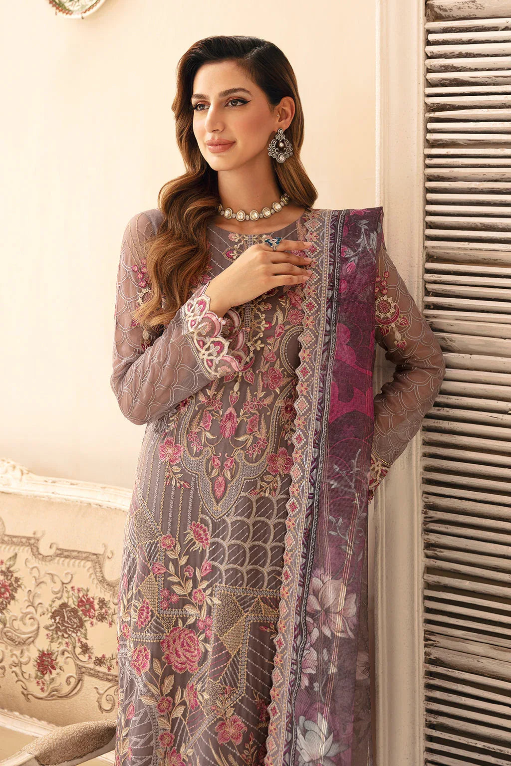 Ramsha | Chevron Chiffon Collection | A-908 - Aqsa Fabrics