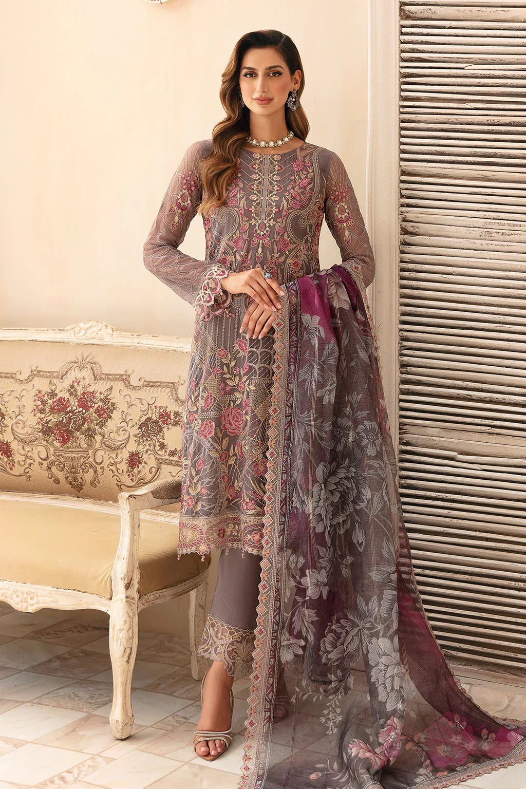 Ramsha | Chevron Chiffon Collection | A-908 - Aqsa Fabrics