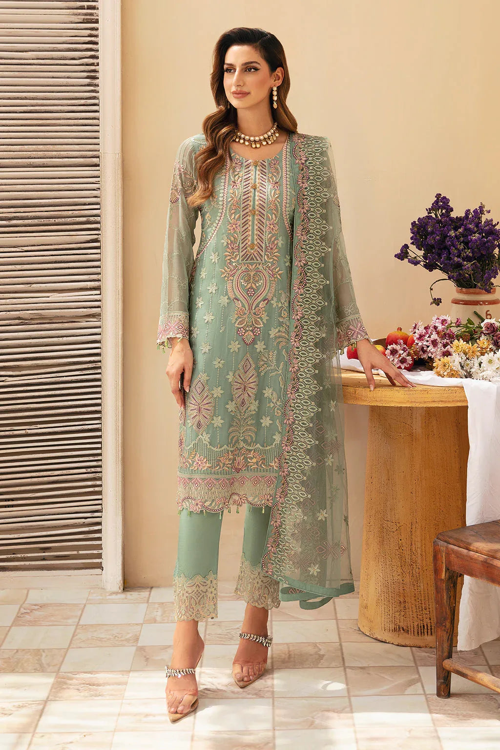 Ramsha | Chevron Chiffon Collection |A-901 - Aqsa Fabrics