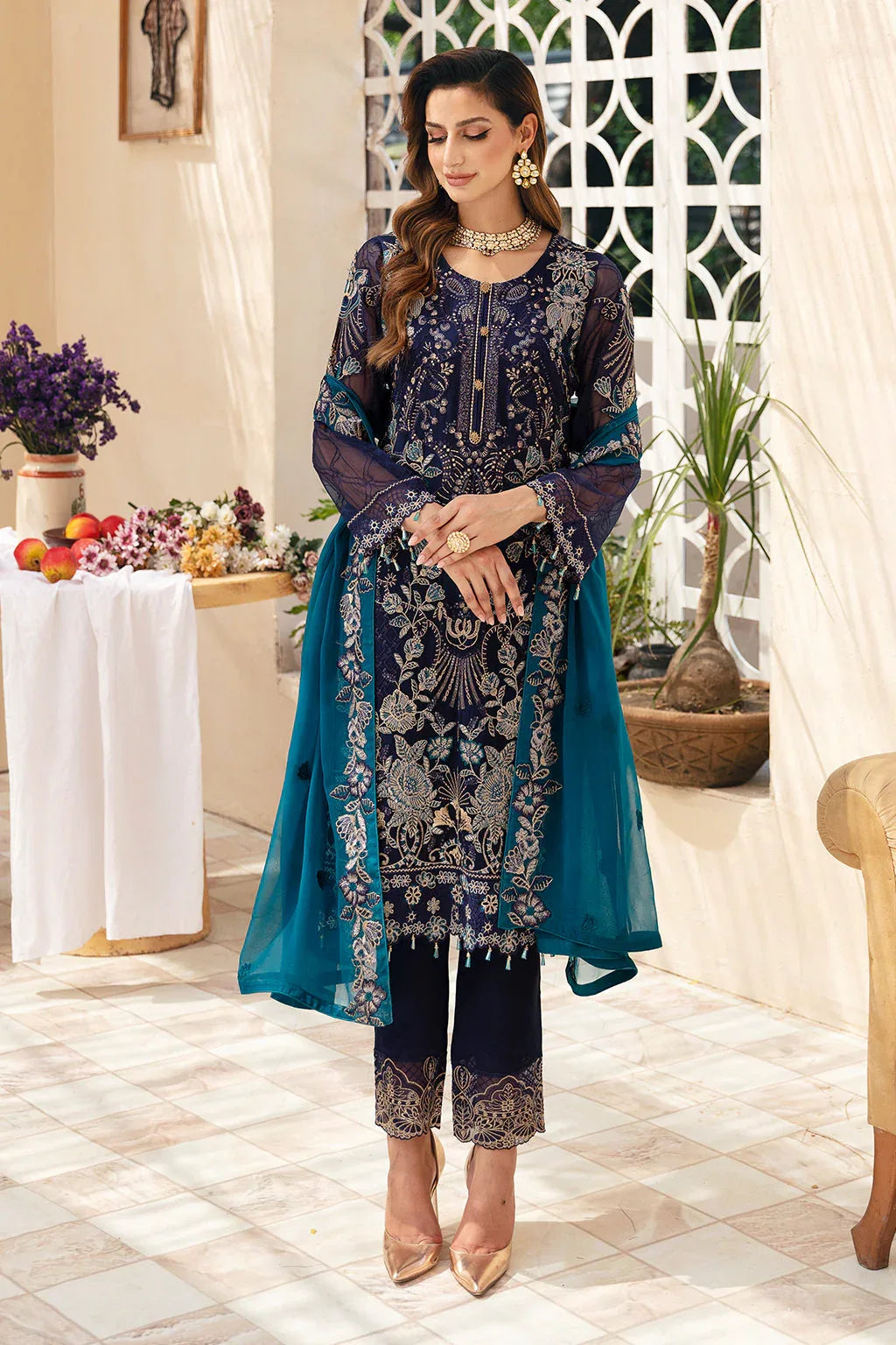 Ramsha | Chevron Chiffon Collection | A-903 - Aqsa Fabrics