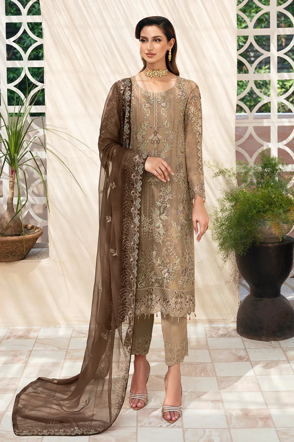 Ramsha | Chevron Chiffon Collection |A-904 - Aqsa Fabrics