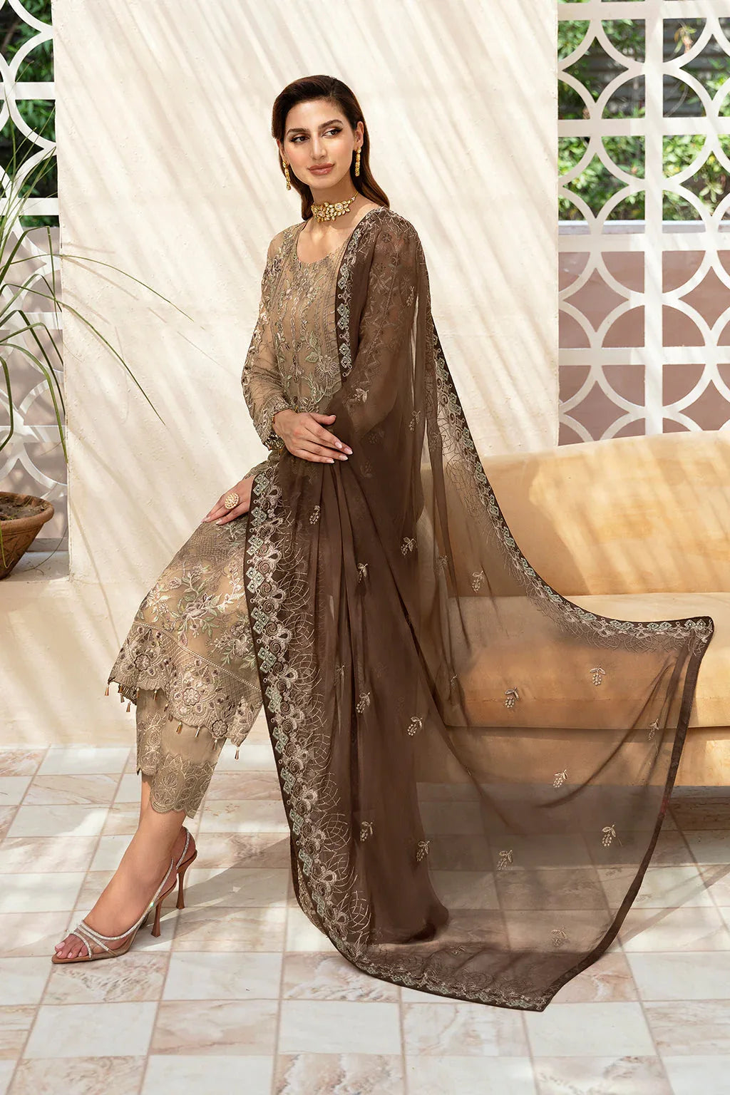Ramsha | Chevron Chiffon Collection |A-904 - Aqsa Fabrics