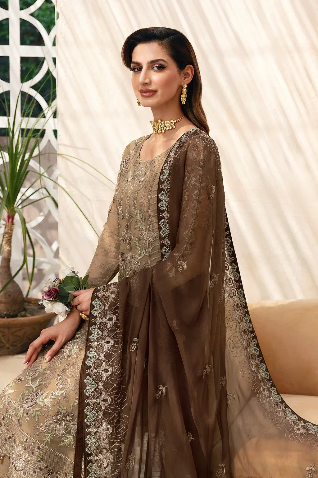 Ramsha | Chevron Chiffon Collection |A-904 - Aqsa Fabrics