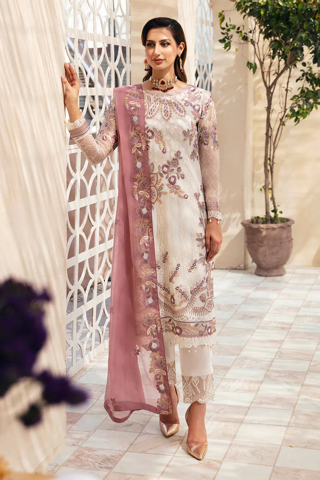 Ramsha | Chevron Chiffon Collection | A-902 - Aqsa Fabrics
