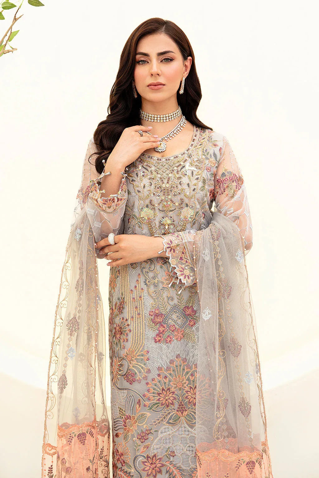 Ramsha | Minhal Organza Collection | M-909 - Aqsa Fabrics