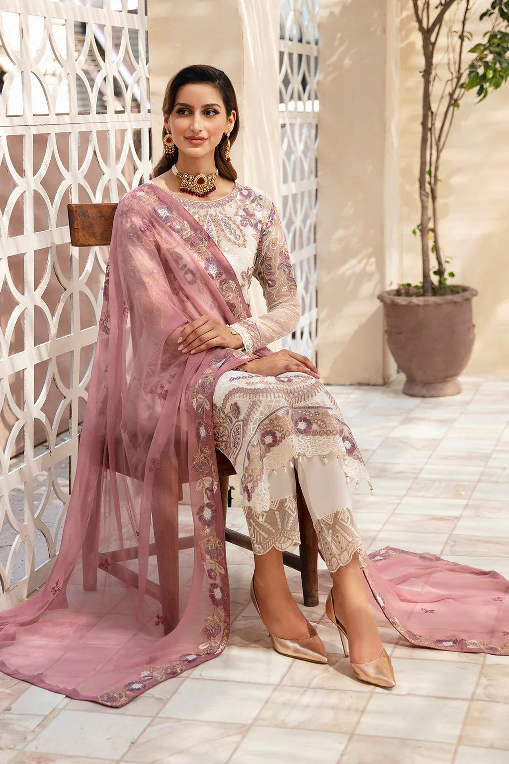 Ramsha | Chevron Chiffon Collection | A-902 - Aqsa Fabrics