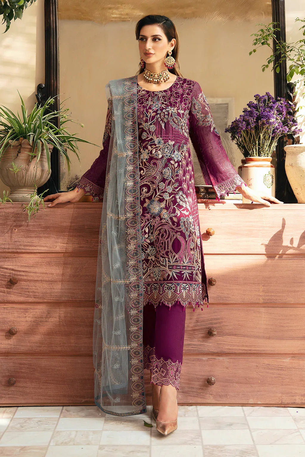 Ramsha | Chevron Chiffon Collection | A-911 - Aqsa Fabrics