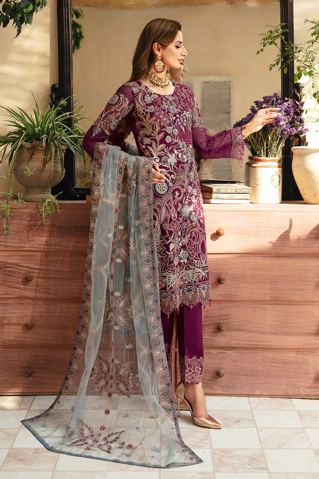 Ramsha | Chevron Chiffon Collection | A-911 - Aqsa Fabrics