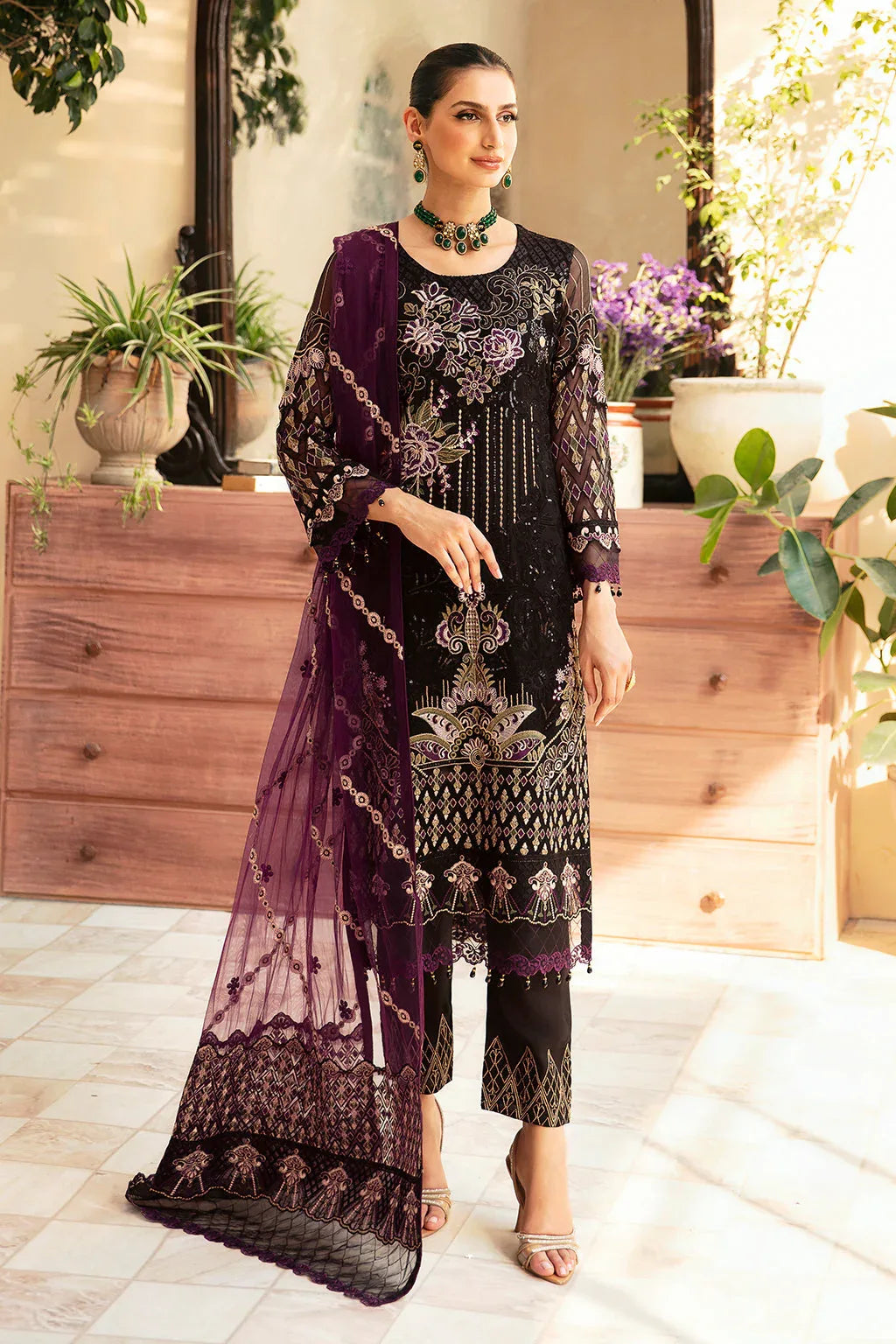 Ramsha | Chevron Chiffon Collection | A-905 - Aqsa Fabrics
