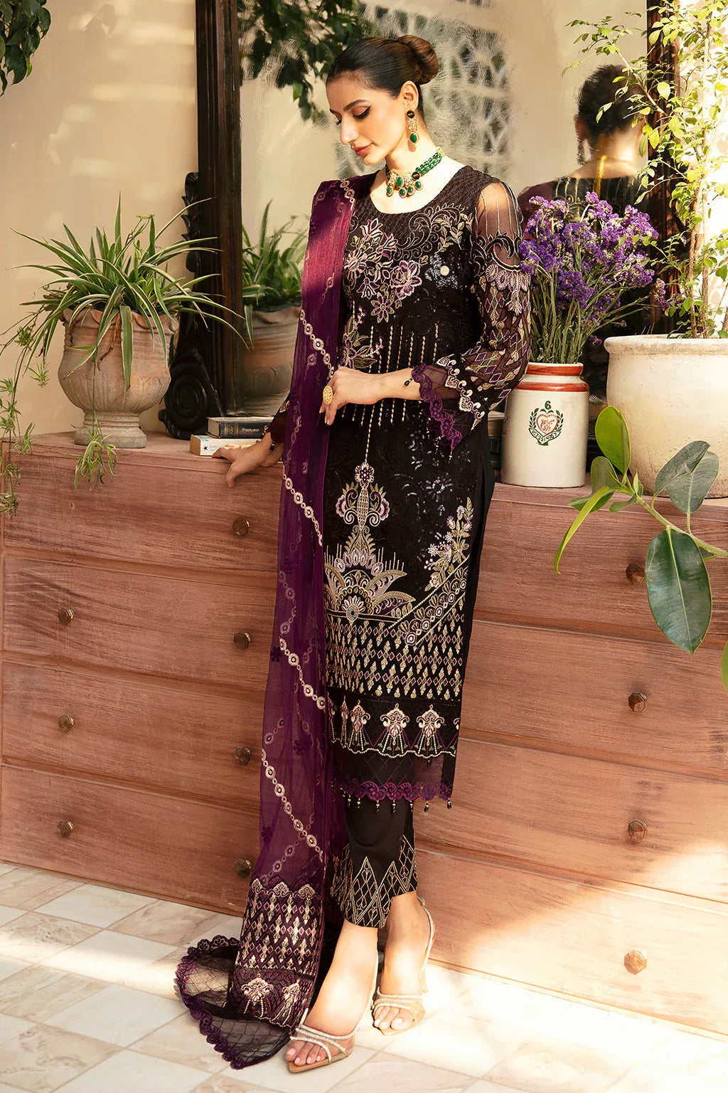 Ramsha | Chevron Chiffon Collection | A-905 - Aqsa Fabrics
