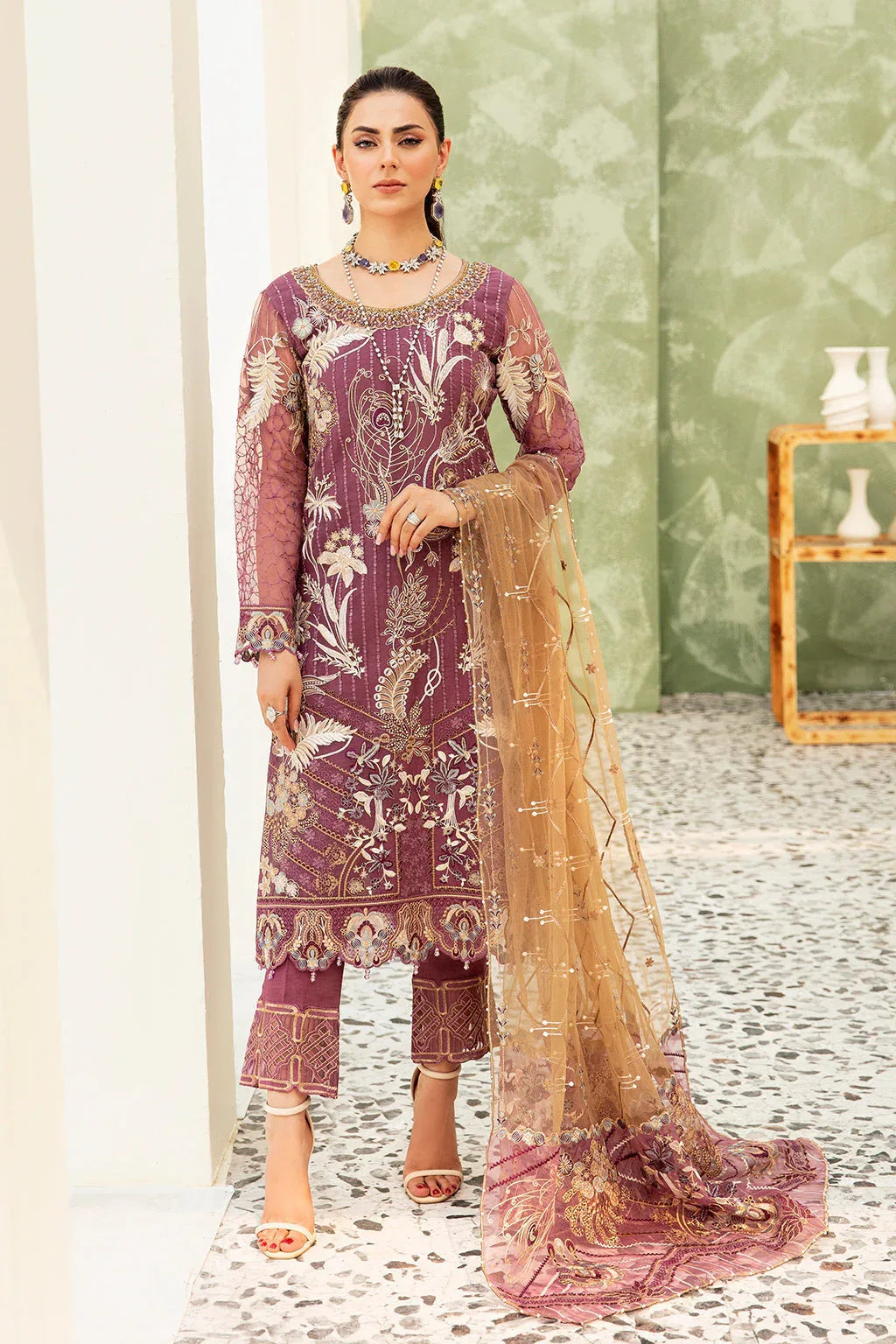 Ramsha | Minhal Organza Collection | M-910 - Aqsa Fabrics