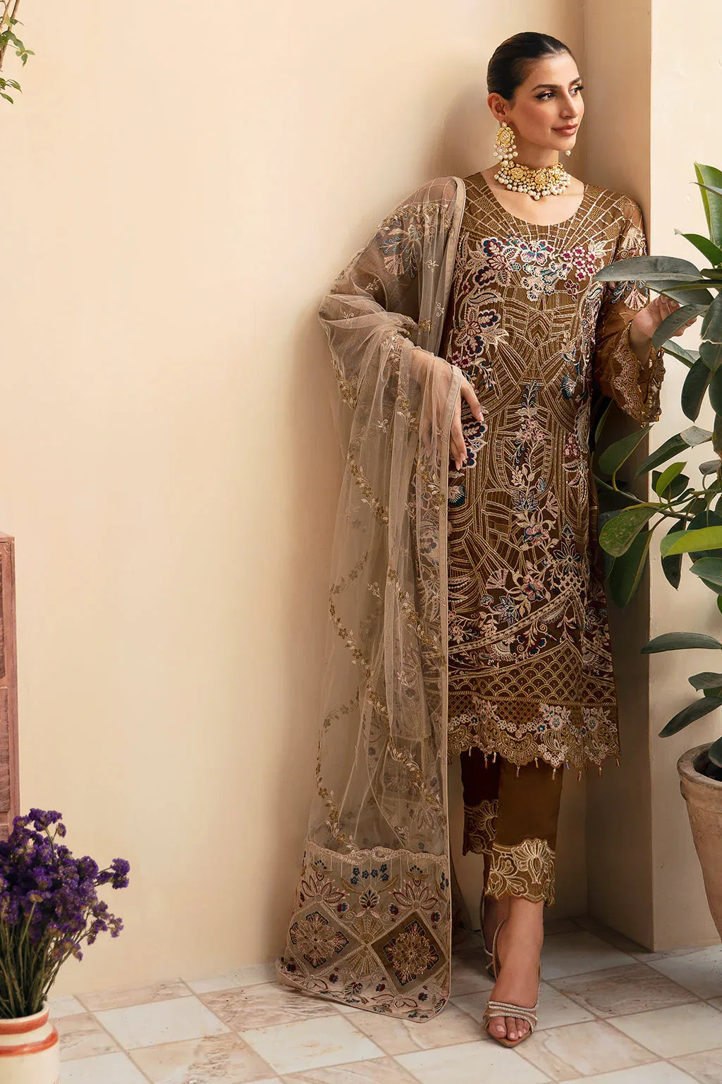 Ramsha | Chevron Chiffon Collection | A-910 - Aqsa Fabrics