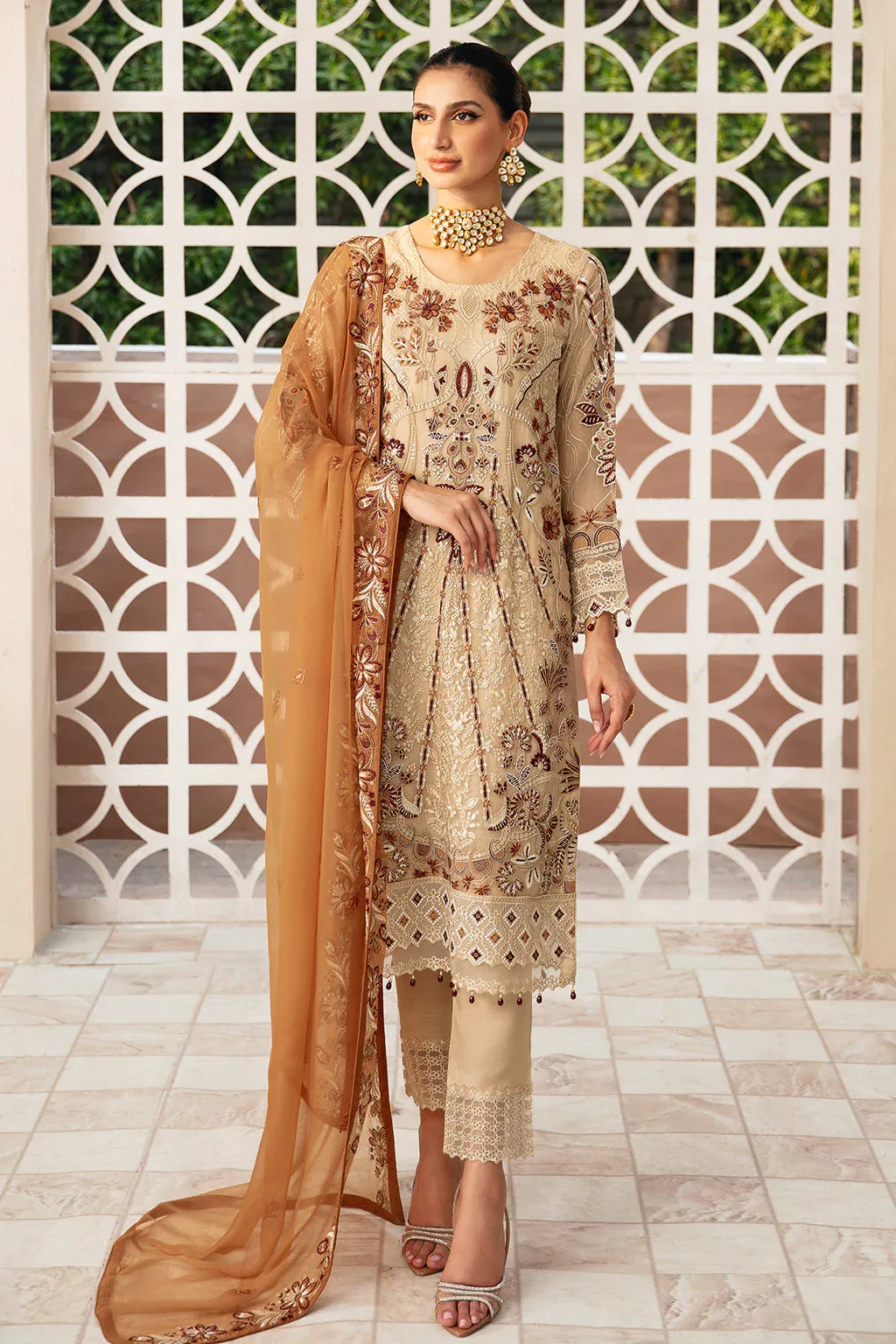 Ramsha | Chevron Chiffon Collection | A-912 - Aqsa Fabrics