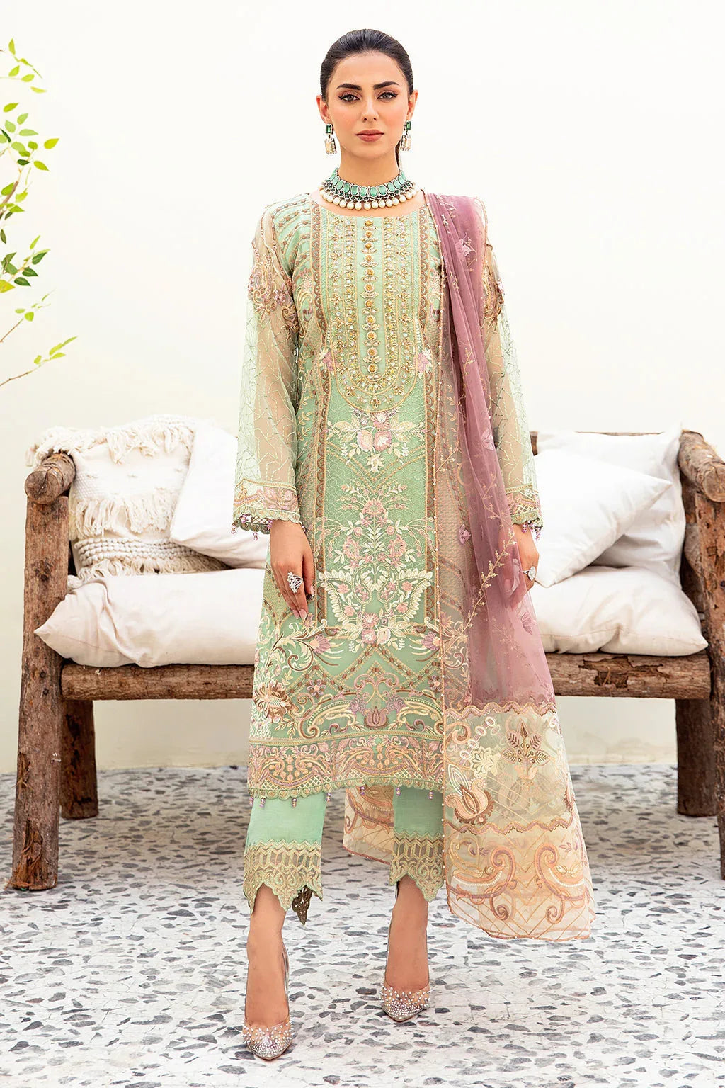 Ramsha | Minhal Organza Collection | M-905 - Aqsa Fabrics