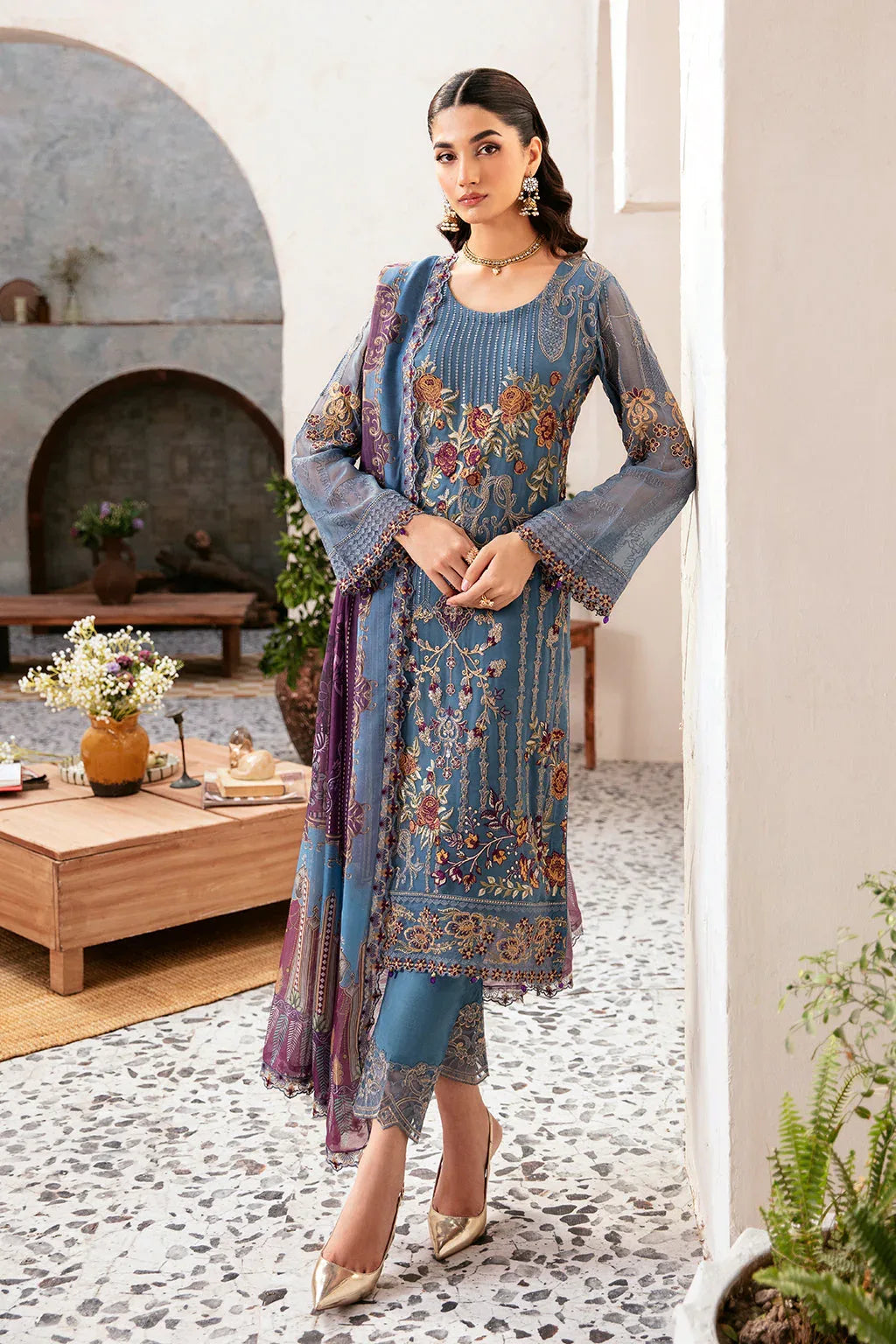 Ramsha | Rangoon Chiffon Collection 24 | D-1202 - Aqsa Fabrics
