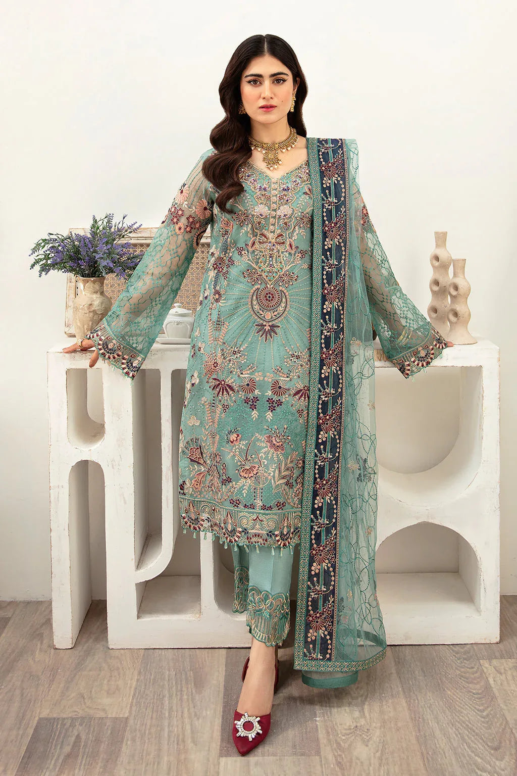 Ramsha | Minhal Organza Collection | M-1001 - Aqsa Fabrics