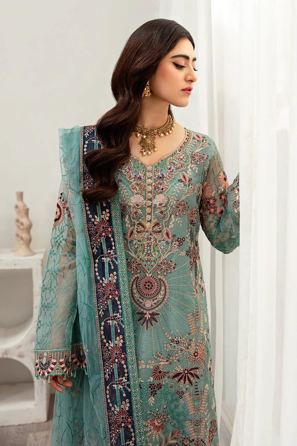 Ramsha | Minhal Organza Collection | M-1001 - Aqsa Fabrics