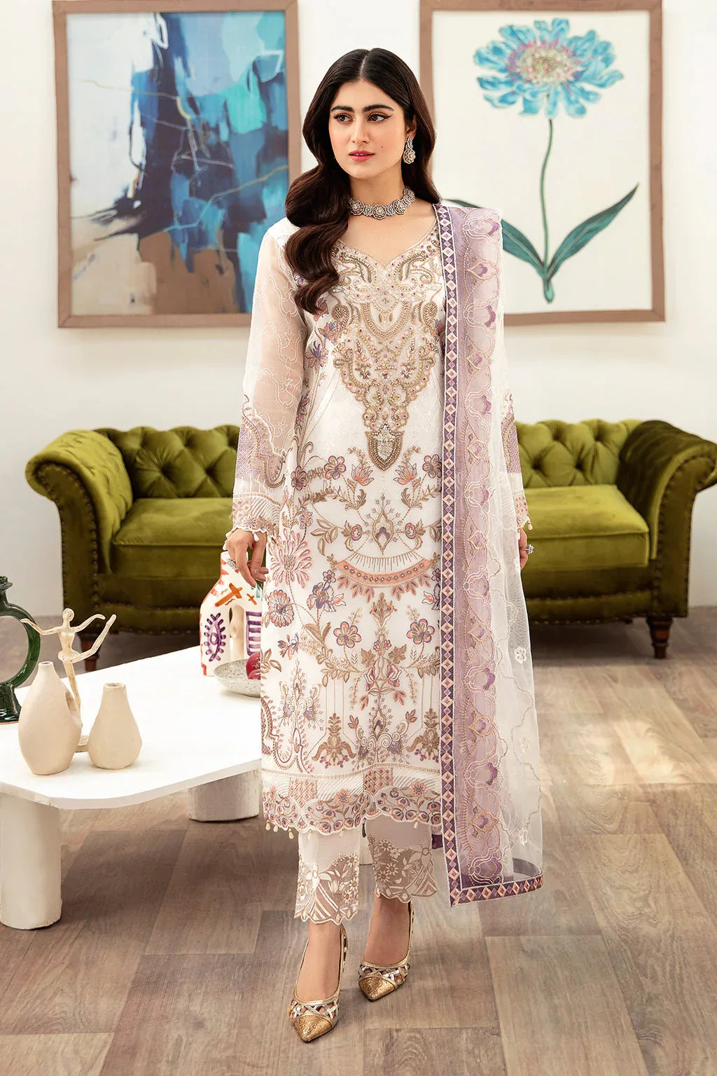 Ramsha | Minhal Organza Collection | M-1002 - Aqsa Fabrics