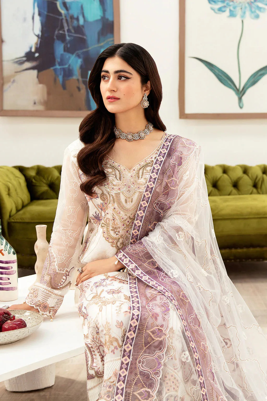 Ramsha | Minhal Organza Collection | M-1002 - Aqsa Fabrics