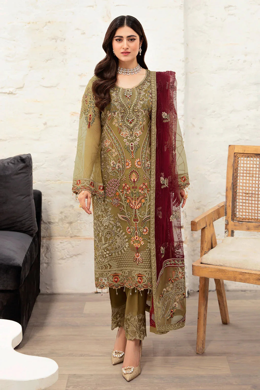 Ramsha | Minhal Organza Collection | M-1010 - Aqsa Fabrics