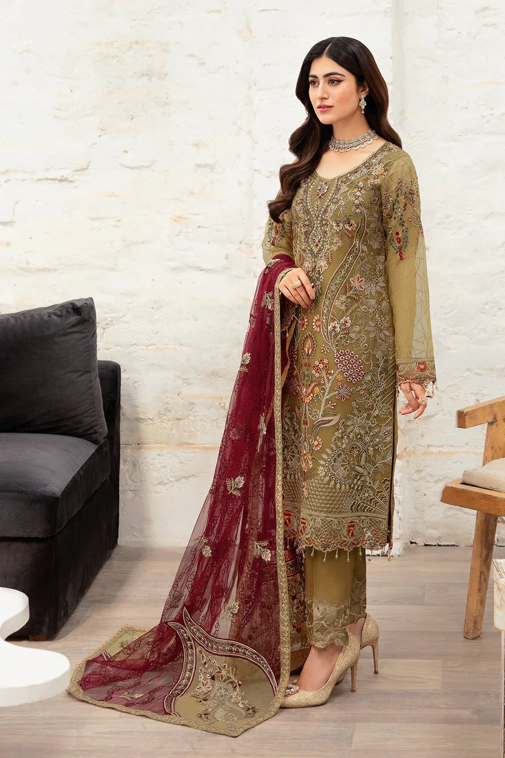 Ramsha | Minhal Organza Collection | M-1010 - Aqsa Fabrics