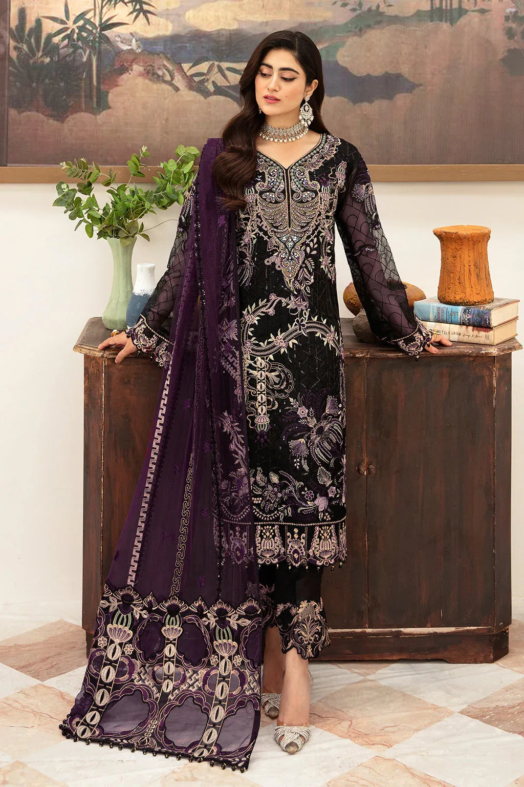 Ramsha | Minhal Organza Collection | M-1006 - Aqsa Fabrics