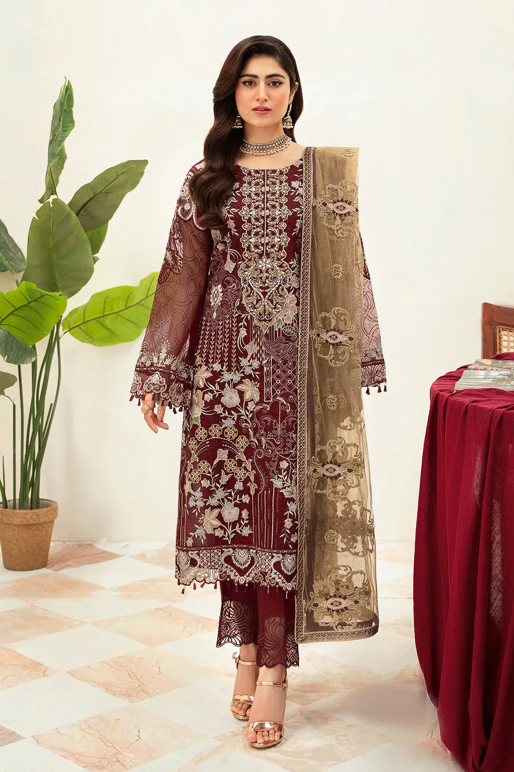 Ramsha | Minhal Organza Collection | M-1003 - Aqsa Fabrics